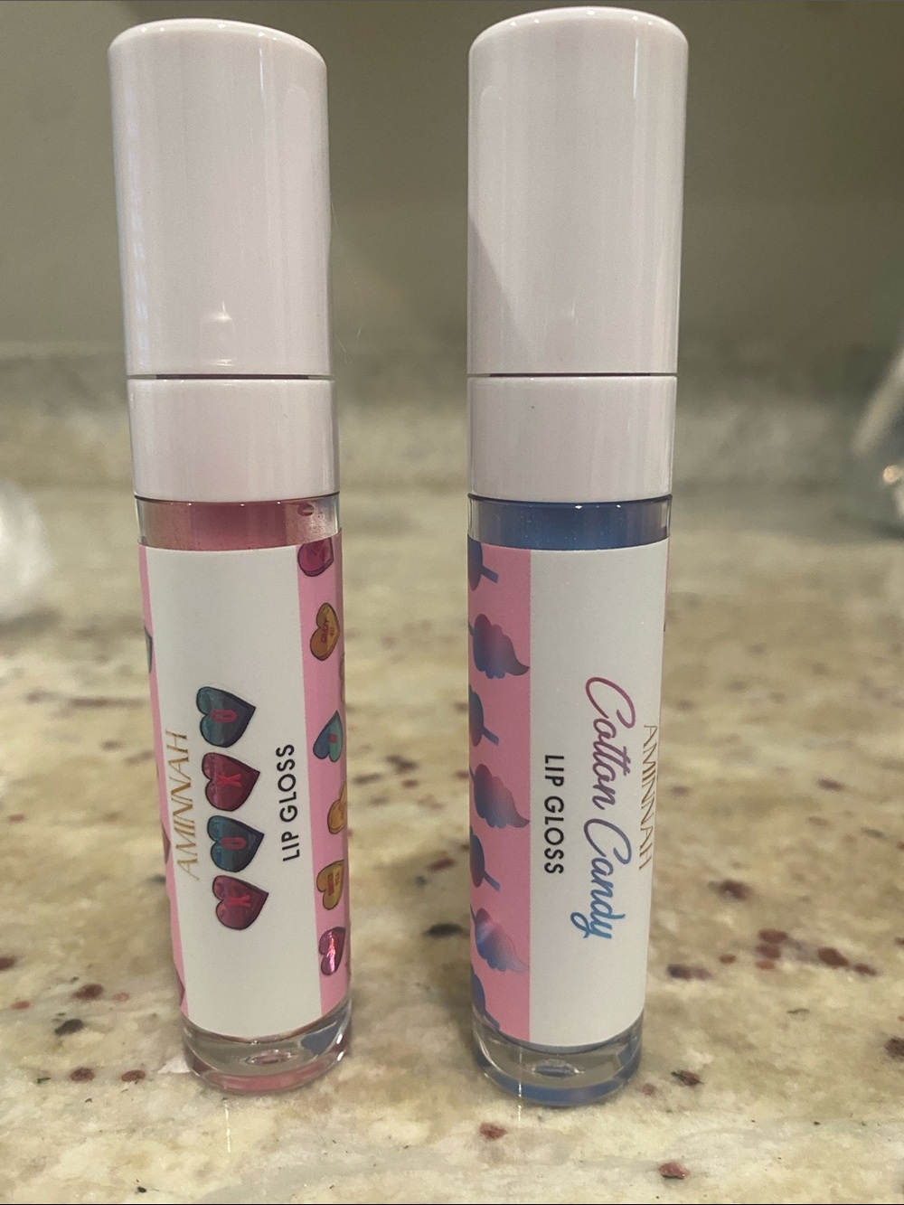 Aminnah - Cotton Candy Blue & XOXO Pink lipgloss. Full size!